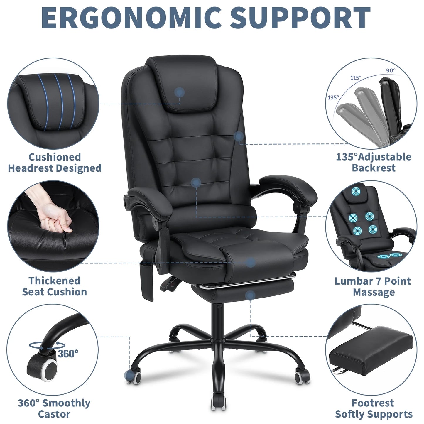 Massage Chair for Office and Home- Vibration and Lumbar Heat - SP!NECK™