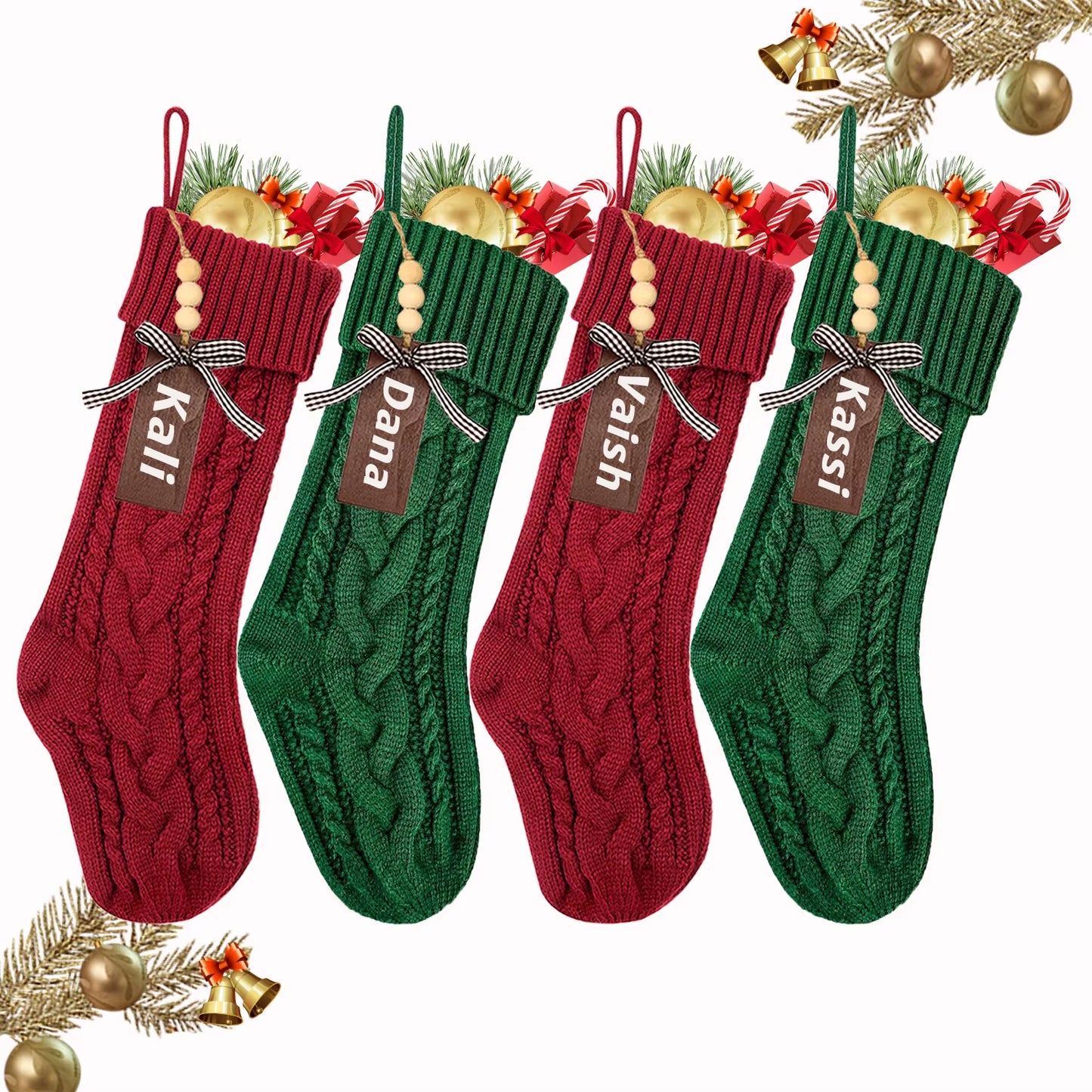 3/4/5/6/8Pcs Christmas Stockings 18In Large Size Cable Knit Stocking Gifts Kids New Year Gift Decor for Family Holiday Party