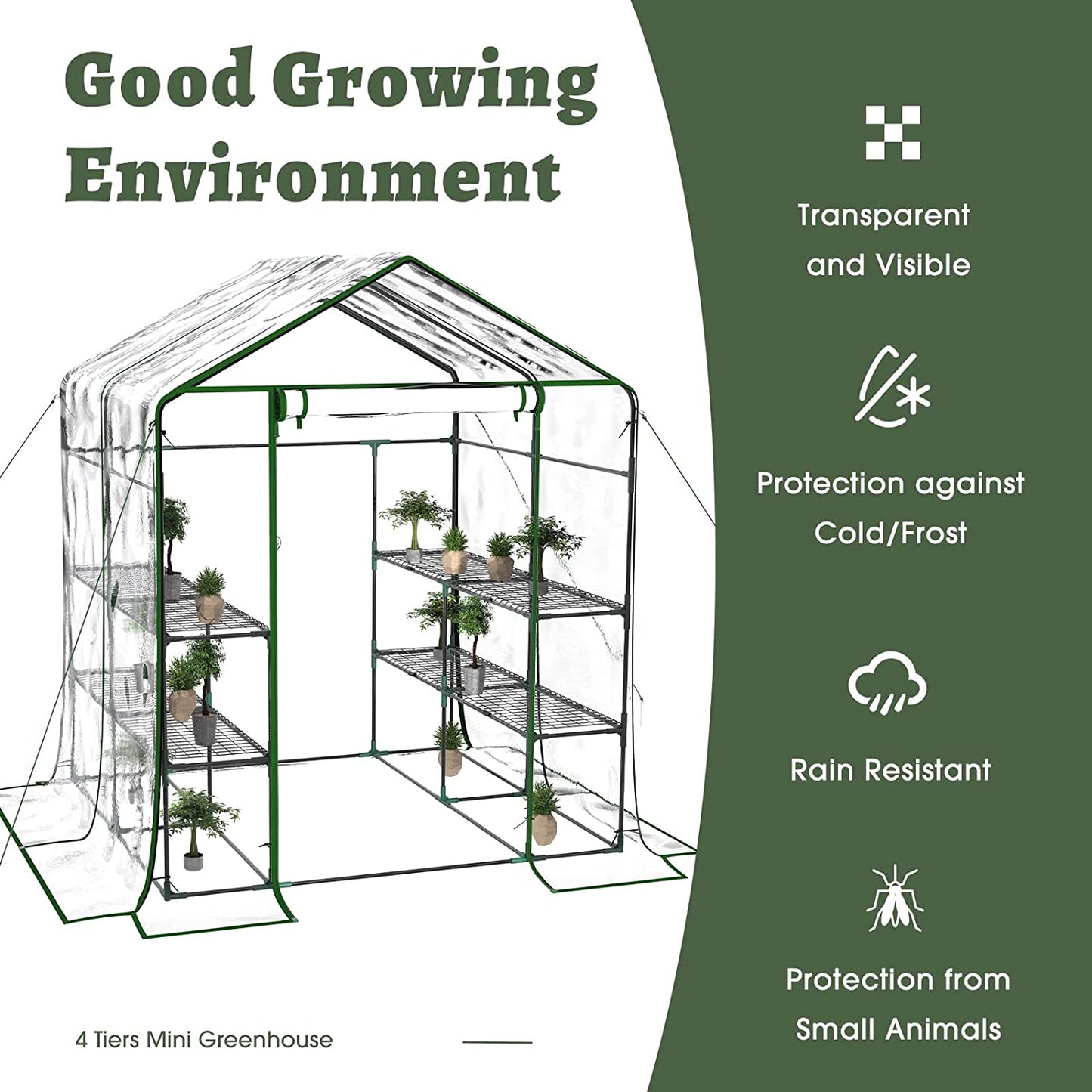 BLUU Greenhouse, Portable Green House Indoor and Outdoor Kit with Anchors and Ropes