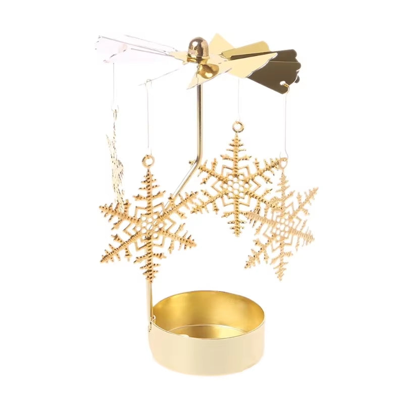 1Pc Metal Hot Rotating Candle Holder Christmas Rotating Candle Holder Dinner Party Wedding Party Candle Holder Decoration Gift