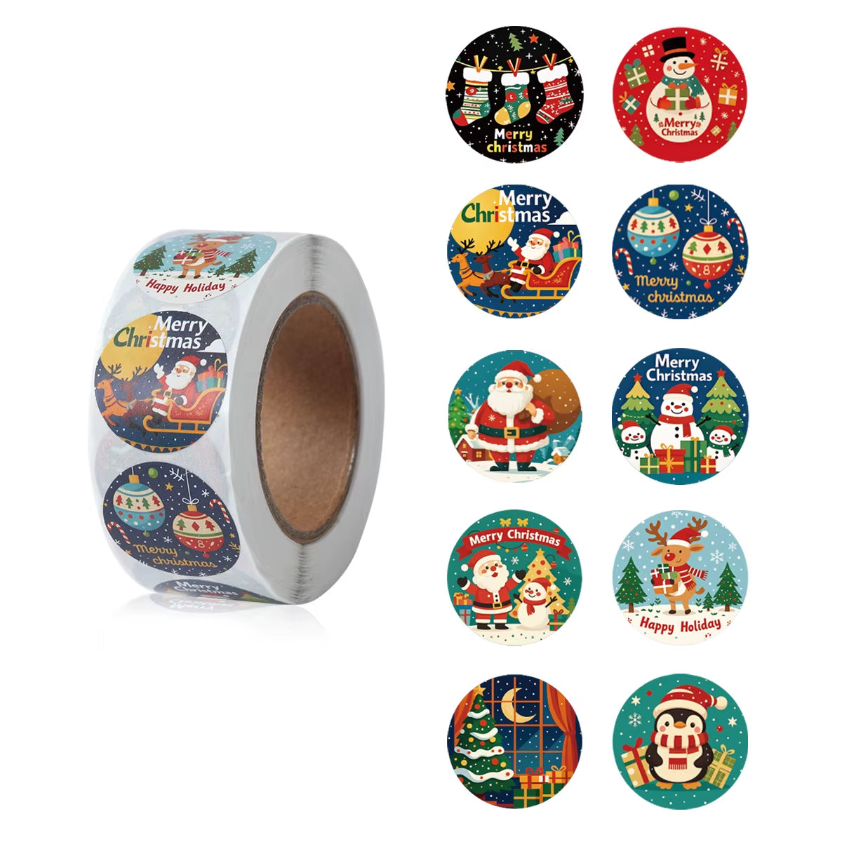 Christmas Gift Stickers Happy 2026 New Year Sealing Sticker Self-Adhesive DIY Gift Baking Package Envelope Stationery Decor