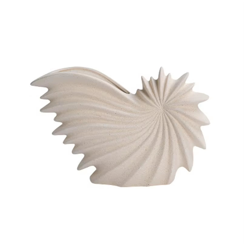 Ceramic Vase with Conch Design White Flower Pot Coral Vase Nordic Art Flower Arrangement Pot Living Room Desktop Decoration