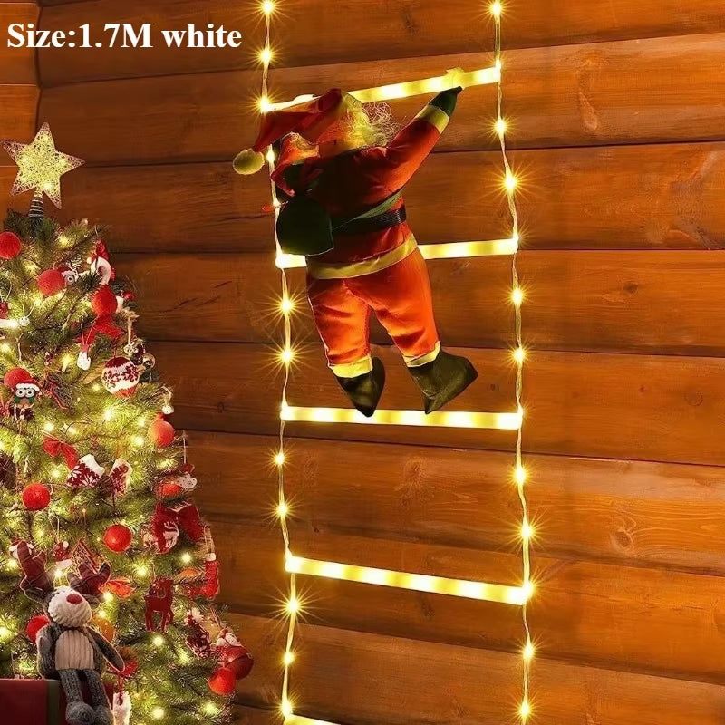 1.7M/3M Santa Claus Climbing Ladder Warm Light Christmas Decoration Home Outdoor Garden Cristmas Tree Ornement New Year Gift