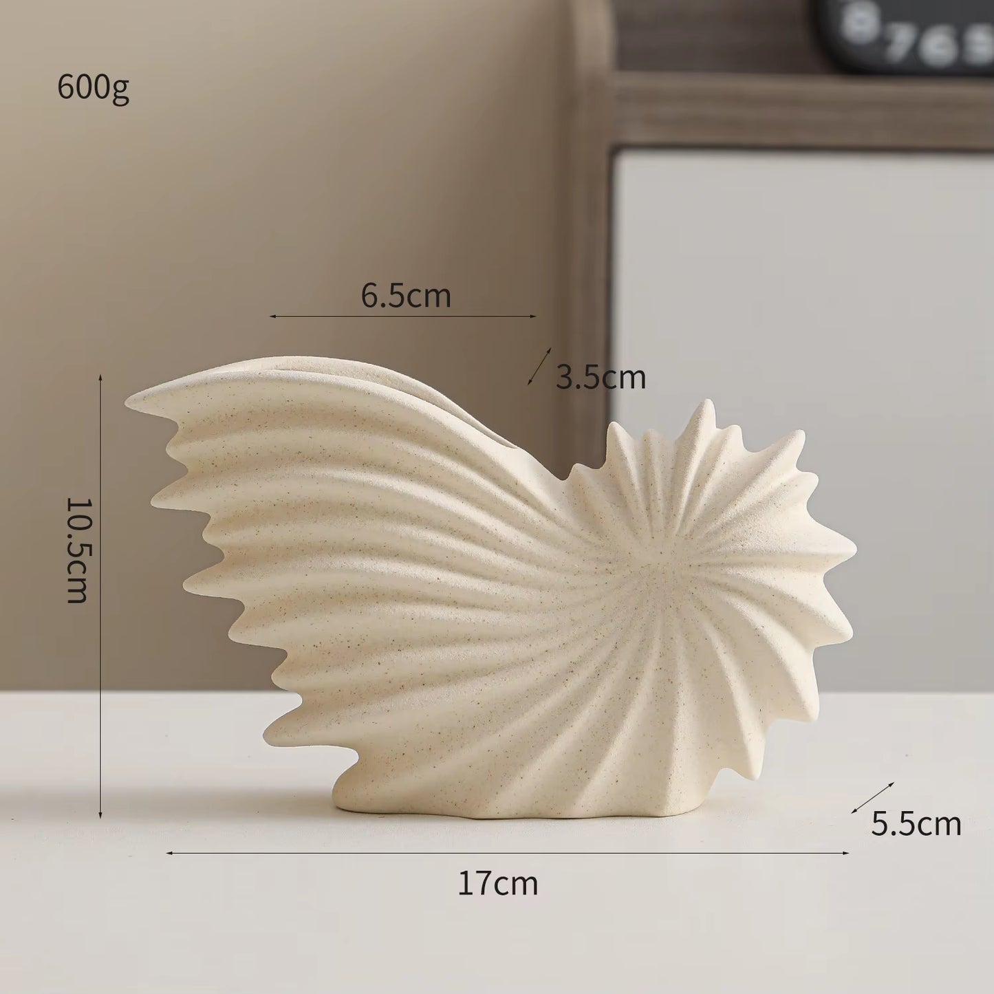 Ceramic Vase with Conch Design White Flower Pot Coral Vase Nordic Art Flower Arrangement Pot Living Room Desktop Decoration