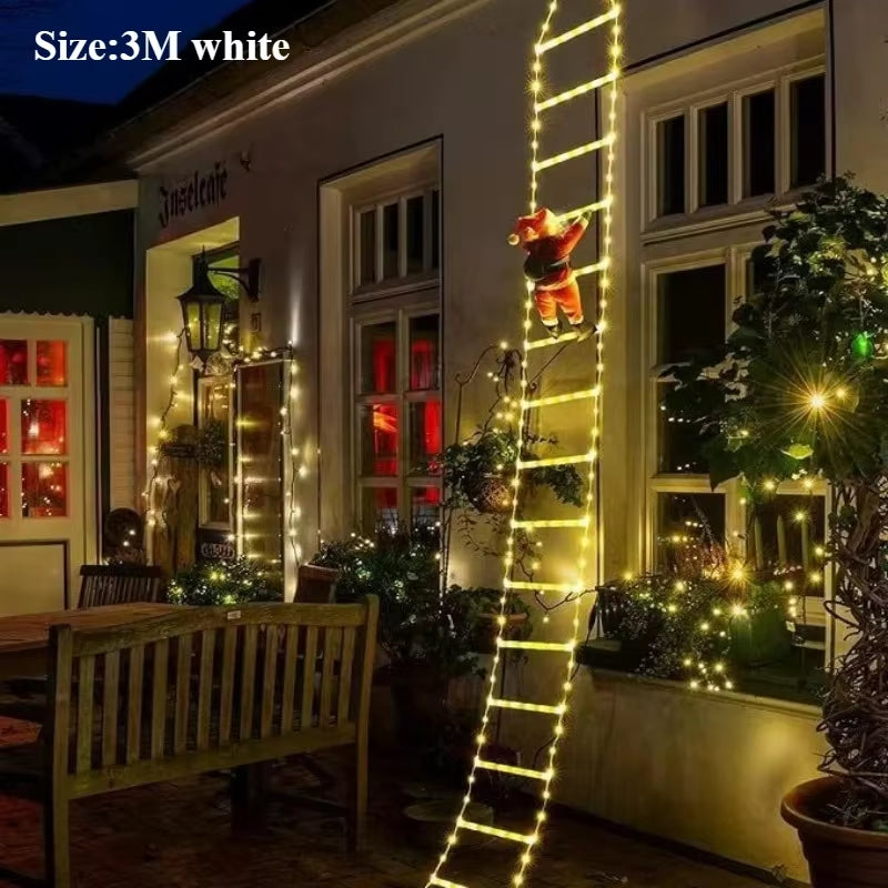 1.7M/3M Santa Claus Climbing Ladder Warm Light Christmas Decoration Home Outdoor Garden Cristmas Tree Ornement New Year Gift