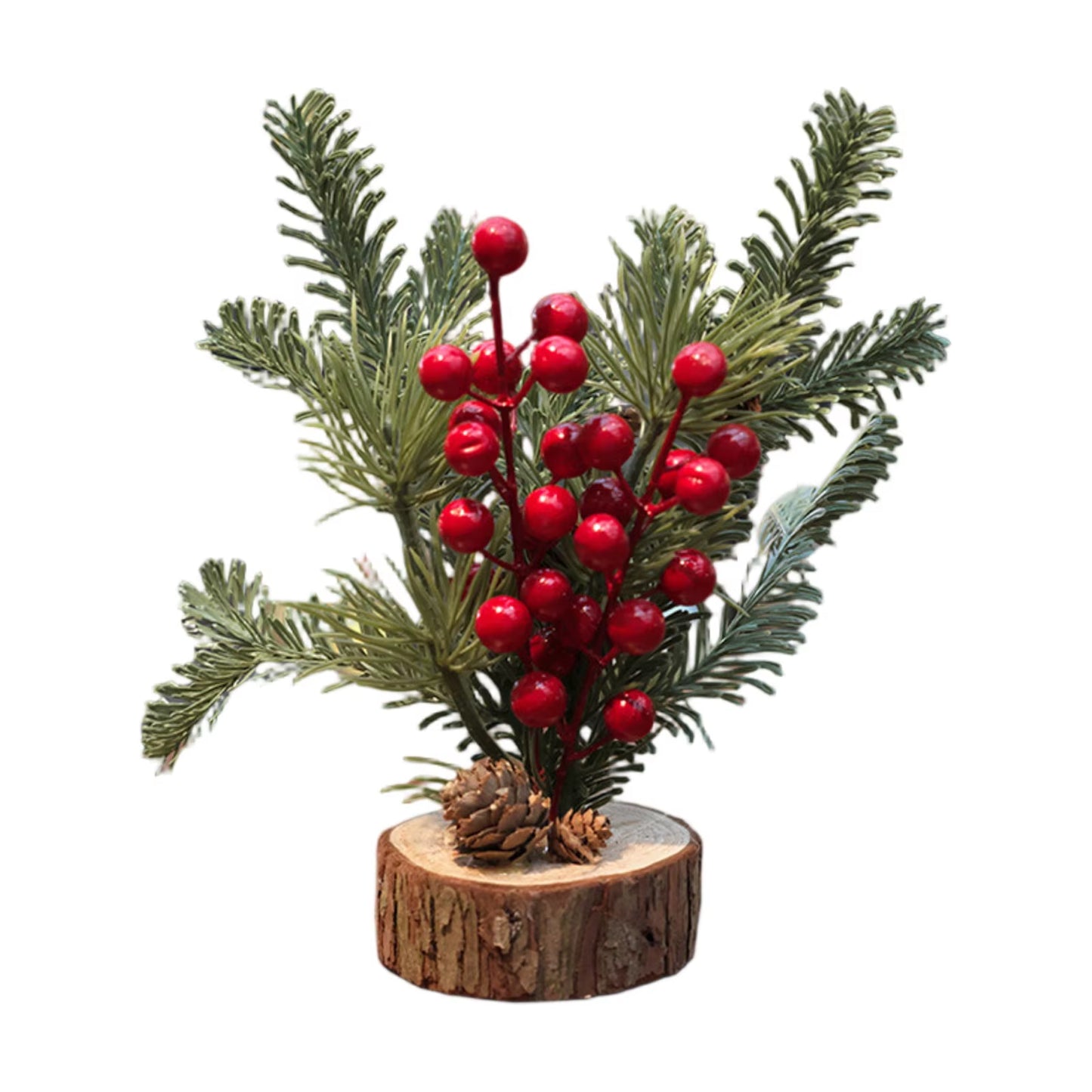 Christmas Decoration Desktop Small Tree Simulation Flower Wreath Ornament New Year Decoration Red Fruit Small Tree Artificial