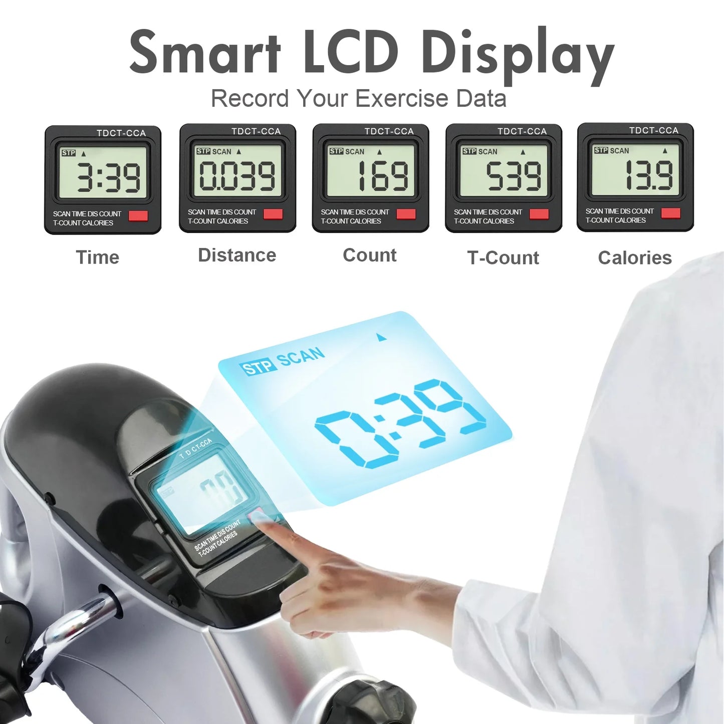under Desk Bike Pedal Exerciser, Mini Exercise Bike with Digital Display, Portable Foot Cycle Arm & Leg Peddler Machine for Home