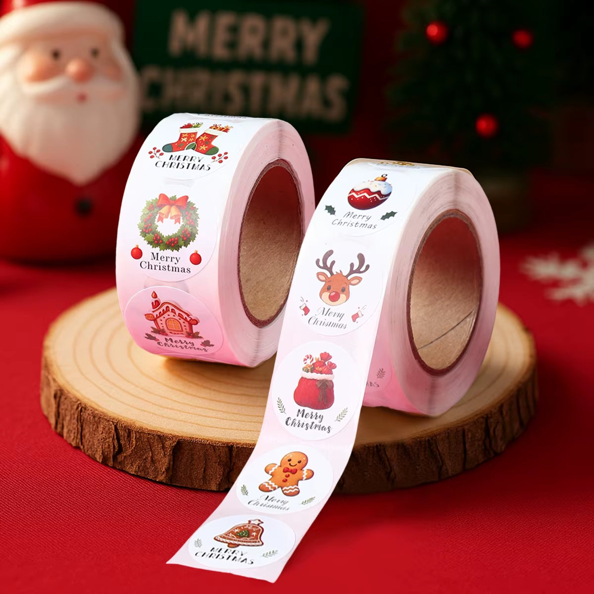 Christmas Gift Stickers Happy 2026 New Year Sealing Sticker Self-Adhesive DIY Gift Baking Package Envelope Stationery Decor