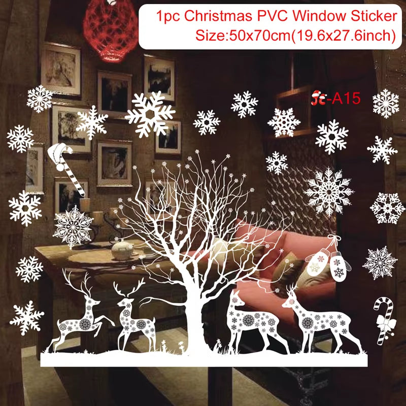 Christmas Window Stickers Merry Christmas Decorations for Home 2025 Christmas Wall Sticker Kids Room New Year Decoration 2026