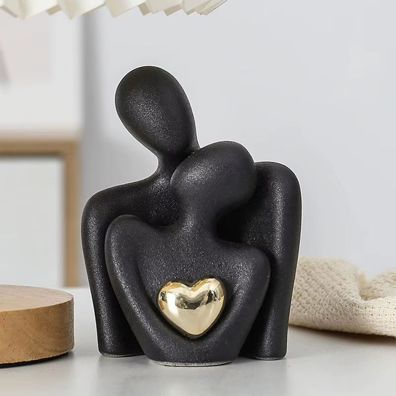 Couple Hugging Figurine Ceramic Couple Statue Abstract Modern Sculpture Love Figurines Art Craft Couple Home Accents