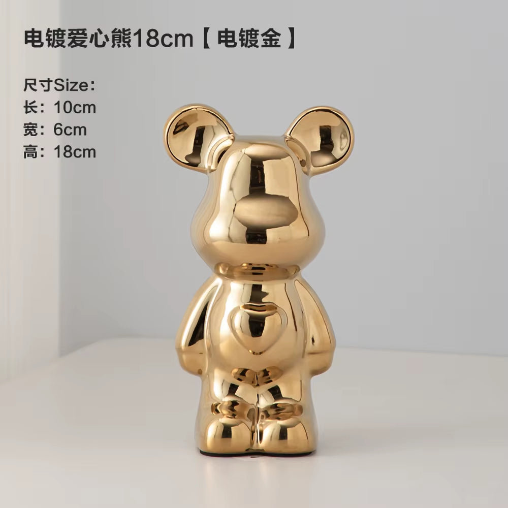 18-28CM European Electroplating Ceramic Care Bear Doll Ornament Home Desktop Living Room Decoration Ornament Decorative Figurine