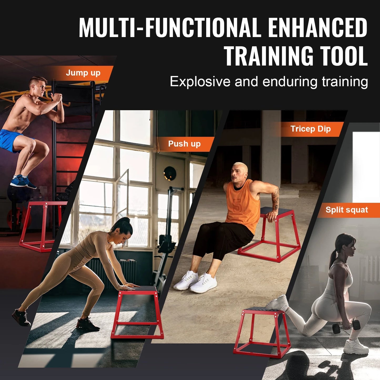 Plyo Jumping Cubes, 12/18/24 Inch Exercise Platform, Agility Jump Box, Non-Slip Workout Step up Cube Set for Domestic Gym Practice, Conditioning Power Training, Red