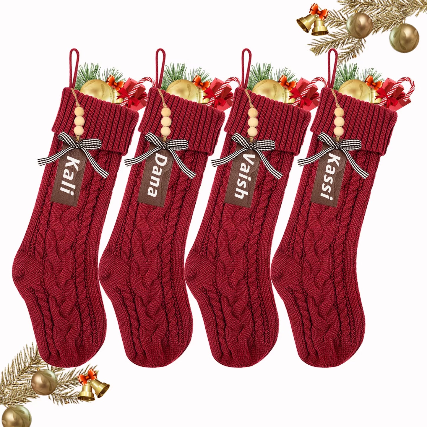 3/4/5/6/8Pcs Christmas Stockings 18In Large Size Cable Knit Stocking Gifts Kids New Year Gift Decor for Family Holiday Party