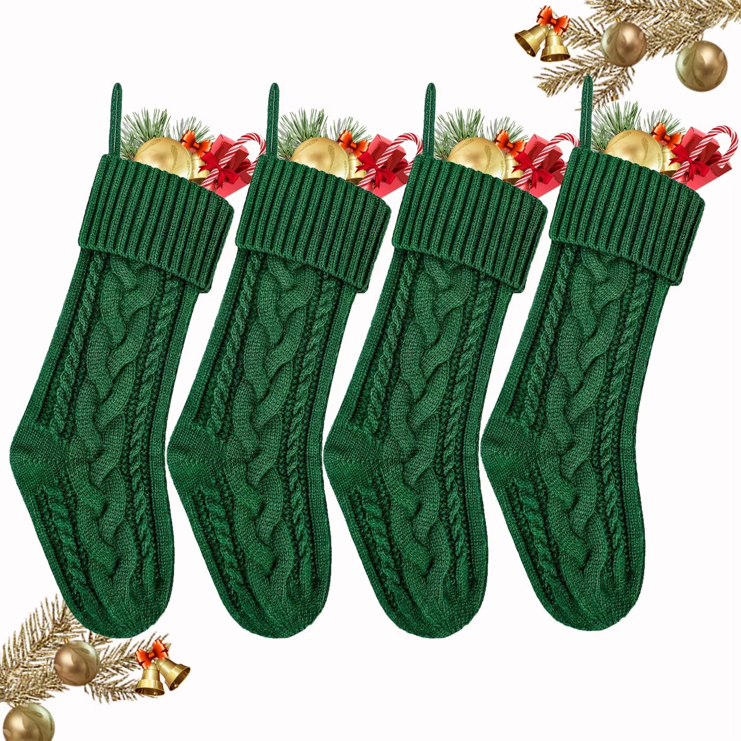 3/4/5/6/8Pcs Christmas Stockings 18In Large Size Cable Knit Stocking Gifts Kids New Year Gift Decor for Family Holiday Party