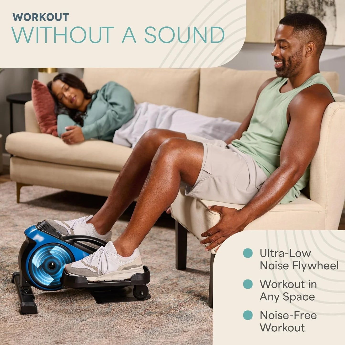under Desk Elliptical Exercise Machine – Motorized Pedal Exerciser for Home and Office - Blue