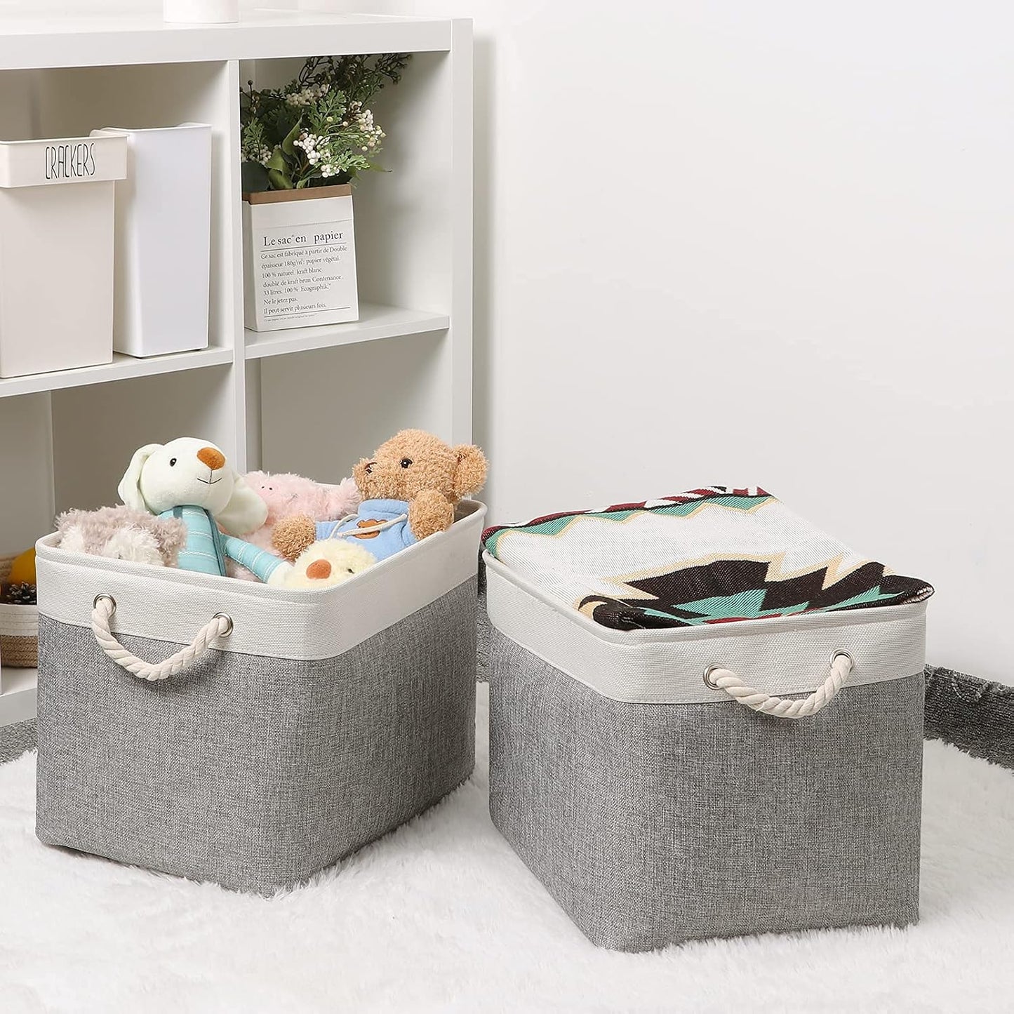 Large Storage Bins for Shelves 2 Pack 16X12 Organizer Bins