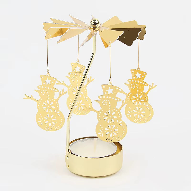 1Pc Metal Hot Rotating Candle Holder Christmas Rotating Candle Holder Dinner Party Wedding Party Candle Holder Decoration Gift
