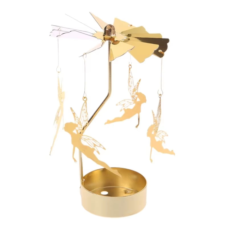 1Pc Metal Hot Rotating Candle Holder Christmas Rotating Candle Holder Dinner Party Wedding Party Candle Holder Decoration Gift