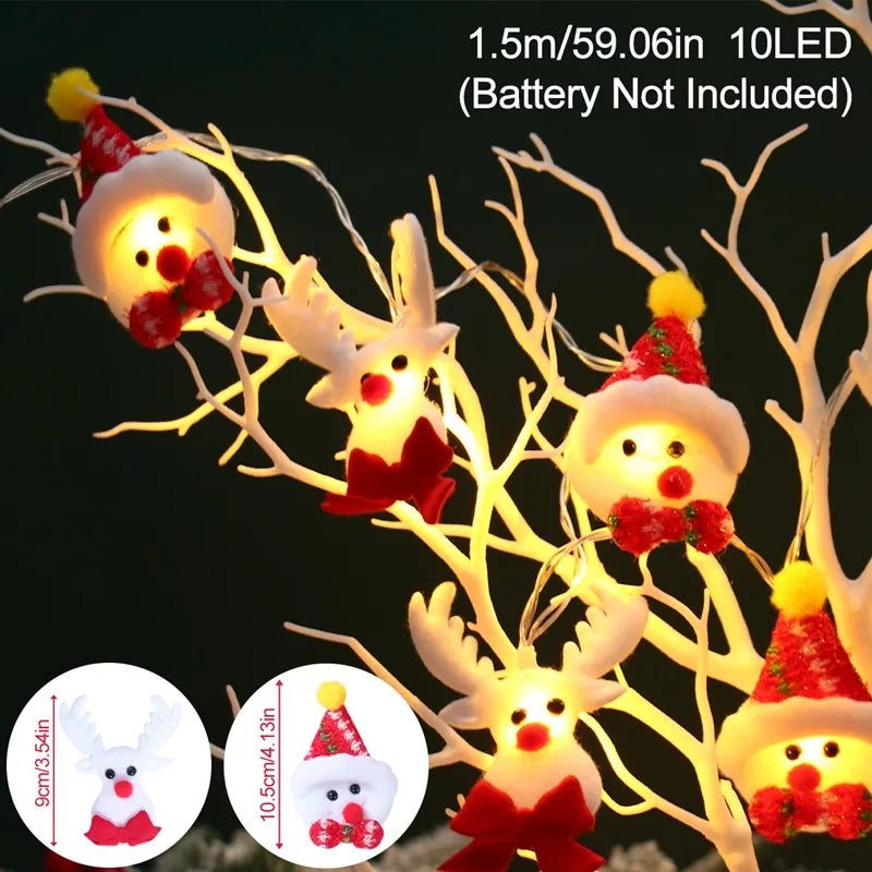 Snowman Christmas LED Garland String Light Merry Christmas Decorations for Home 2024 Cristmas Tree Ornament Xmas Navidad Gifts