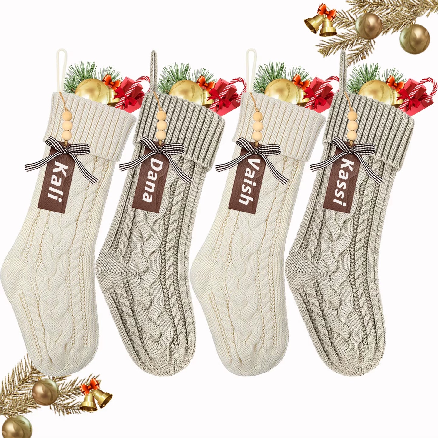 3/4/5/6/8Pcs Christmas Stockings 18In Large Size Cable Knit Stocking Gifts Kids New Year Gift Decor for Family Holiday Party