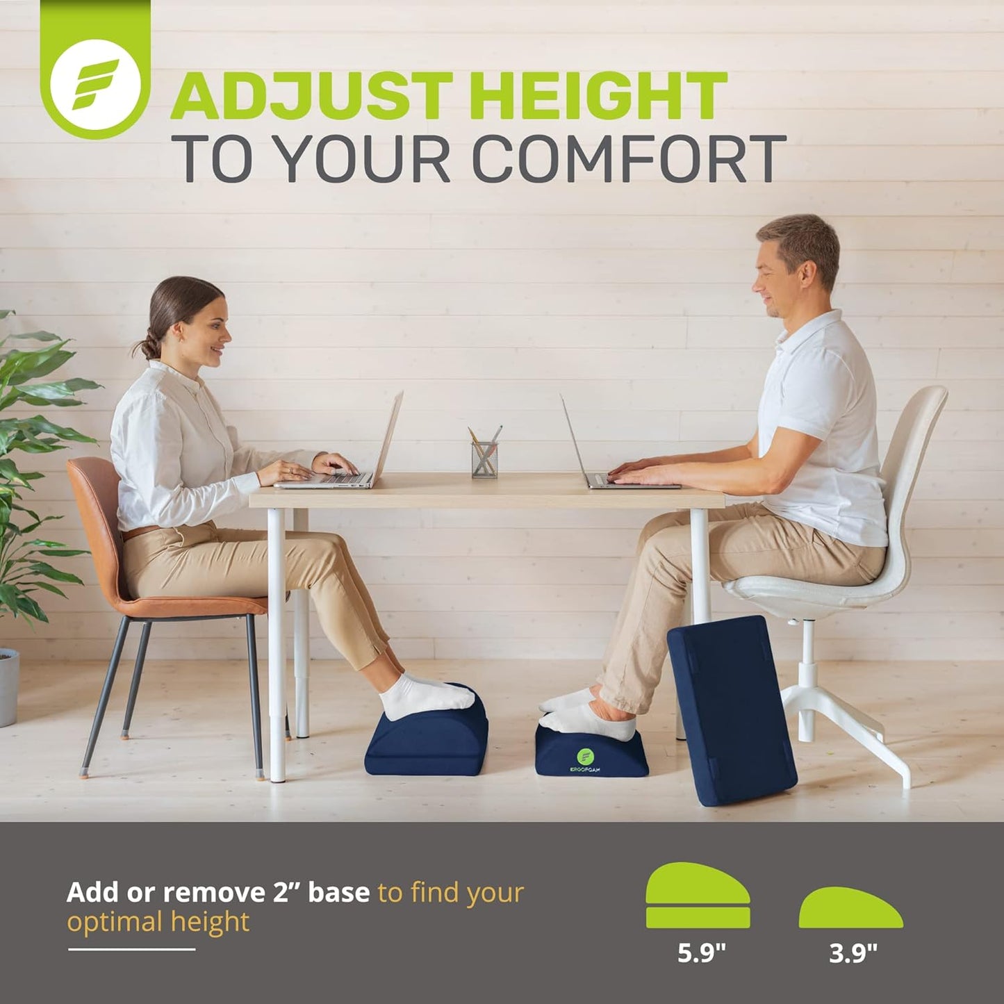 Adjustable Premium under Desk Footrest for Lumbar, Back, Knee Pain (Navy Blue)