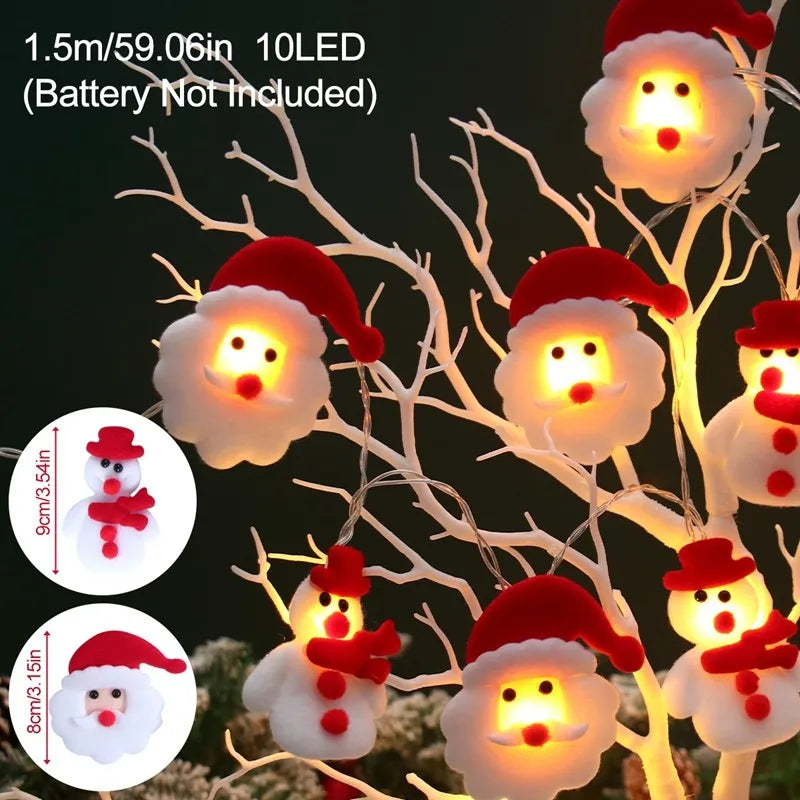 Snowman Christmas LED Garland String Light Merry Christmas Decorations for Home 2024 Cristmas Tree Ornament Xmas Navidad Gifts