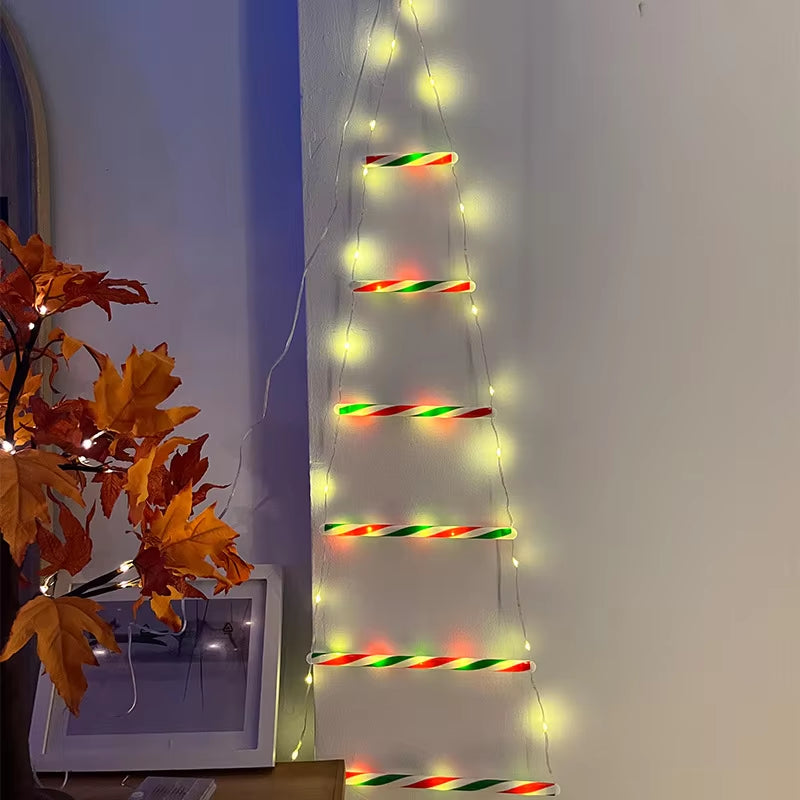 LED Christmas Decorations Fairy Lamp LED Ladder Lamp with Climbing Santa Claus Home Outdoor Christmas Light New Year Ornaments S