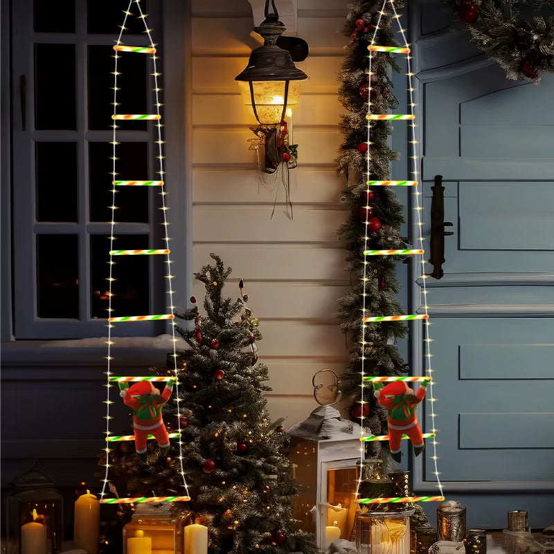 1.7M/3M Santa Claus Climbing Ladder Warm Light Christmas Decoration Home Outdoor Garden Cristmas Tree Ornement New Year Gift