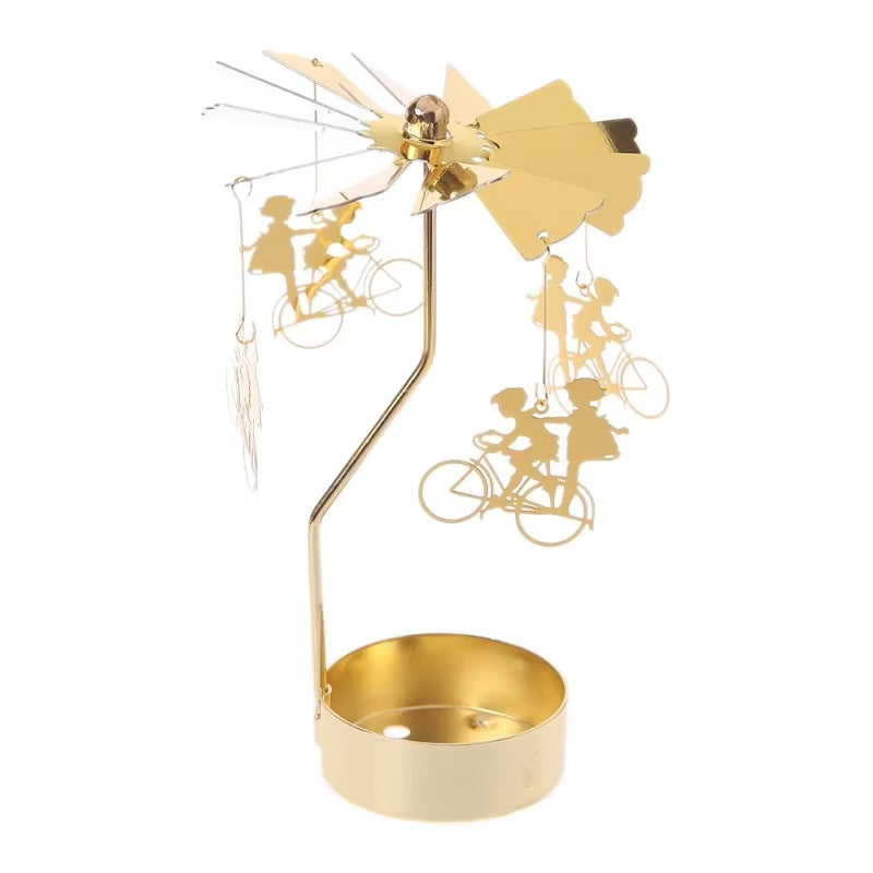 1Pc Metal Hot Rotating Candle Holder Christmas Rotating Candle Holder Dinner Party Wedding Party Candle Holder Decoration Gift
