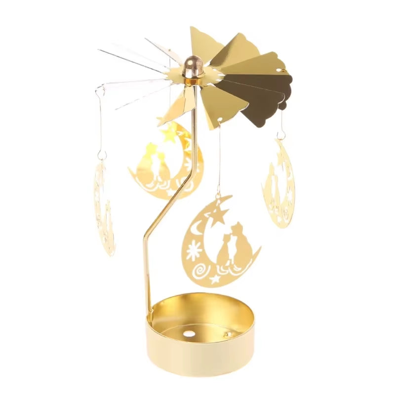 1Pc Metal Hot Rotating Candle Holder Christmas Rotating Candle Holder Dinner Party Wedding Party Candle Holder Decoration Gift