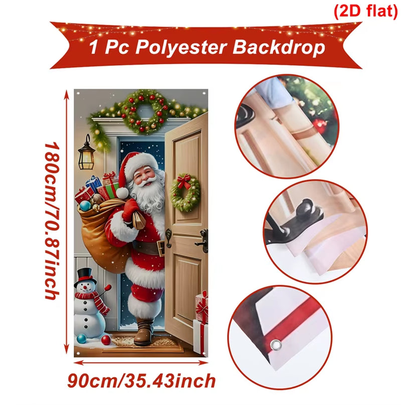 Christmas Hanging Flag Santa Claus Door Banner Christmas Decoration for Home 2025 Xmas Ornament Navidad Natal New Year Gift 2026