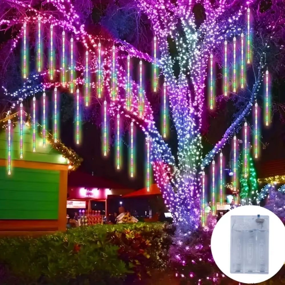 30Cm LED Meteor Shower Rain String Lights AA Battery LED Lights Street Christmas Decoration for Home Outdoor Wedding Party Decor