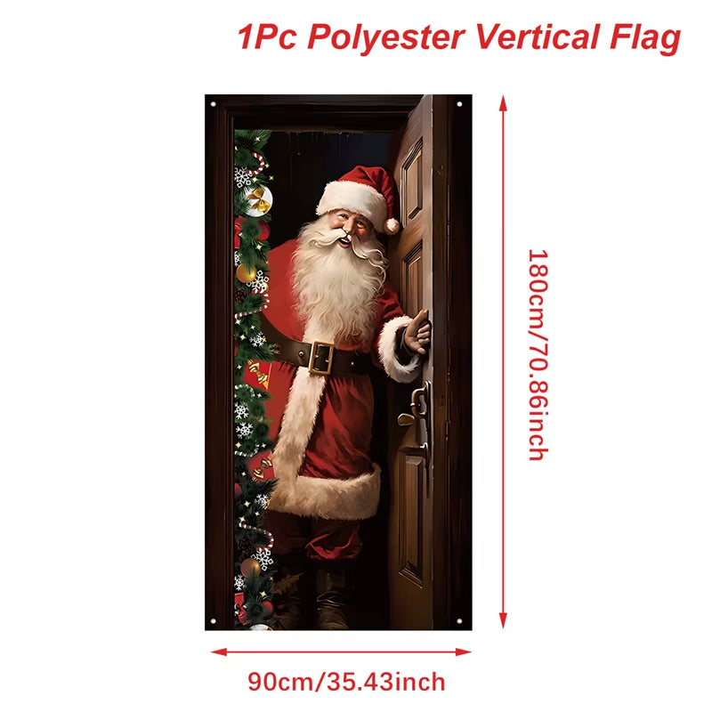 Christmas Hanging Flag Santa Claus Door Banner Christmas Decoration for Home 2025 Xmas Ornament Navidad Natal New Year Gift 2026