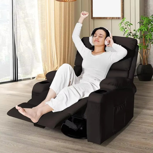 Swivel Rocking Recliner - 8-Point Massage & Heat Therapy Chair - SP!NECK™