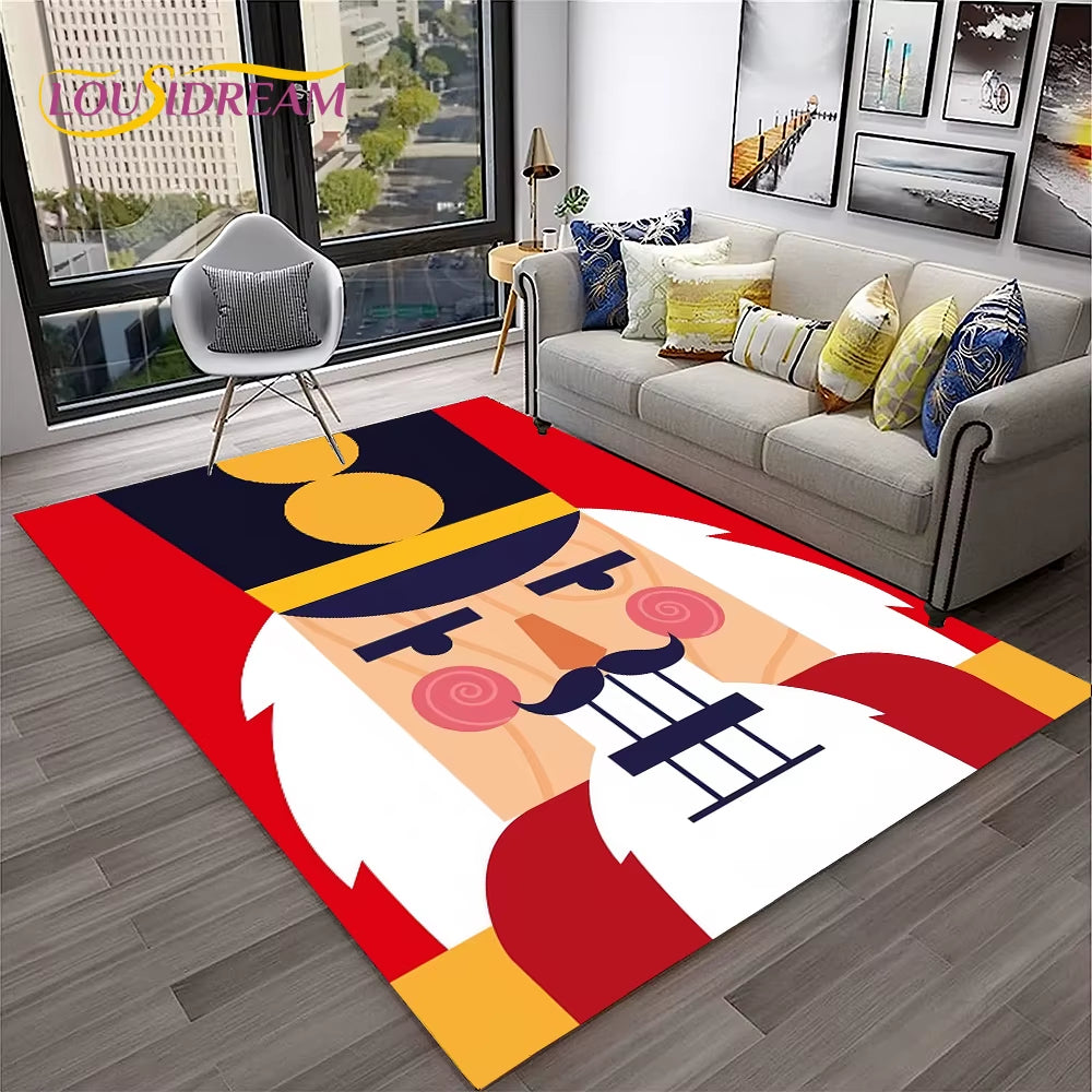 Nutcracker Christmas Tree Cartoon Fairy Tales Carpet Rug for Home Living Room Bedroom Sofa Doormat Decor,Kids Non-Slip Floor Mat