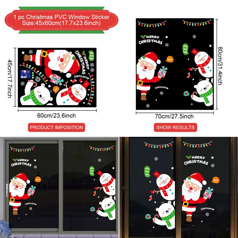 Christmas Window Stickers Merry Christmas Decorations for Home 2025 Christmas Wall Sticker Kids Room New Year Decoration 2026