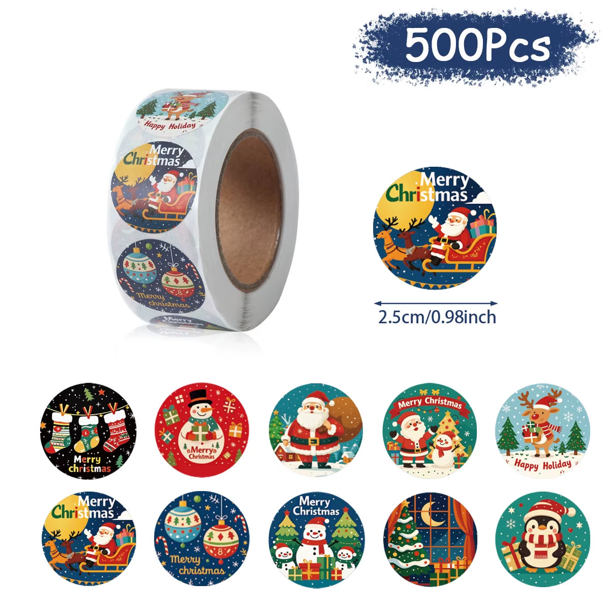 Christmas Gift Stickers Happy 2026 New Year Sealing Sticker Self-Adhesive DIY Gift Baking Package Envelope Stationery Decor