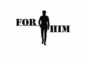 Silhouette of a man in a suit with bold text 'FOR HIM', SP!NECK wellness gifts for men.