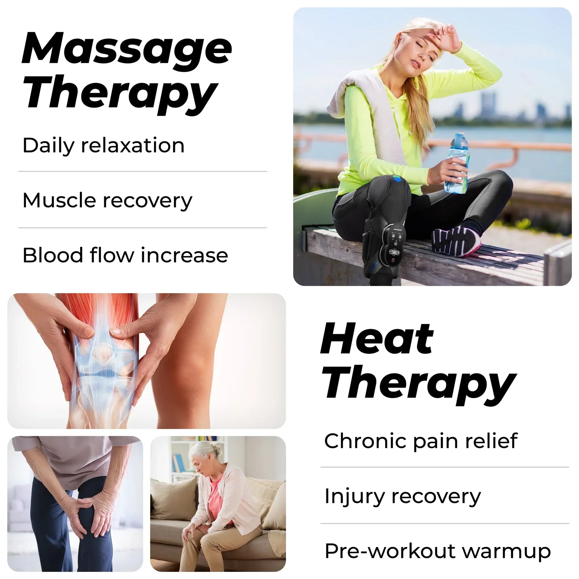 Xpress Rechargeable Knee Massager for Pain Relief, Leg Massager with Heat and Compression Relief - SP!NECK™ 