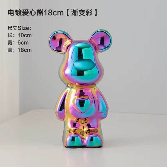 18-28CM European Electroplating Ceramic Care Bear Doll Ornament Home Desktop Living Room Decoration Ornament Decorative Figurine