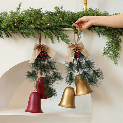 Christmas Wreath Pendant Christmas Home Shopping Mall Layout Pine Needle Double Bell Door Hanging Holiday Decoration Pendant