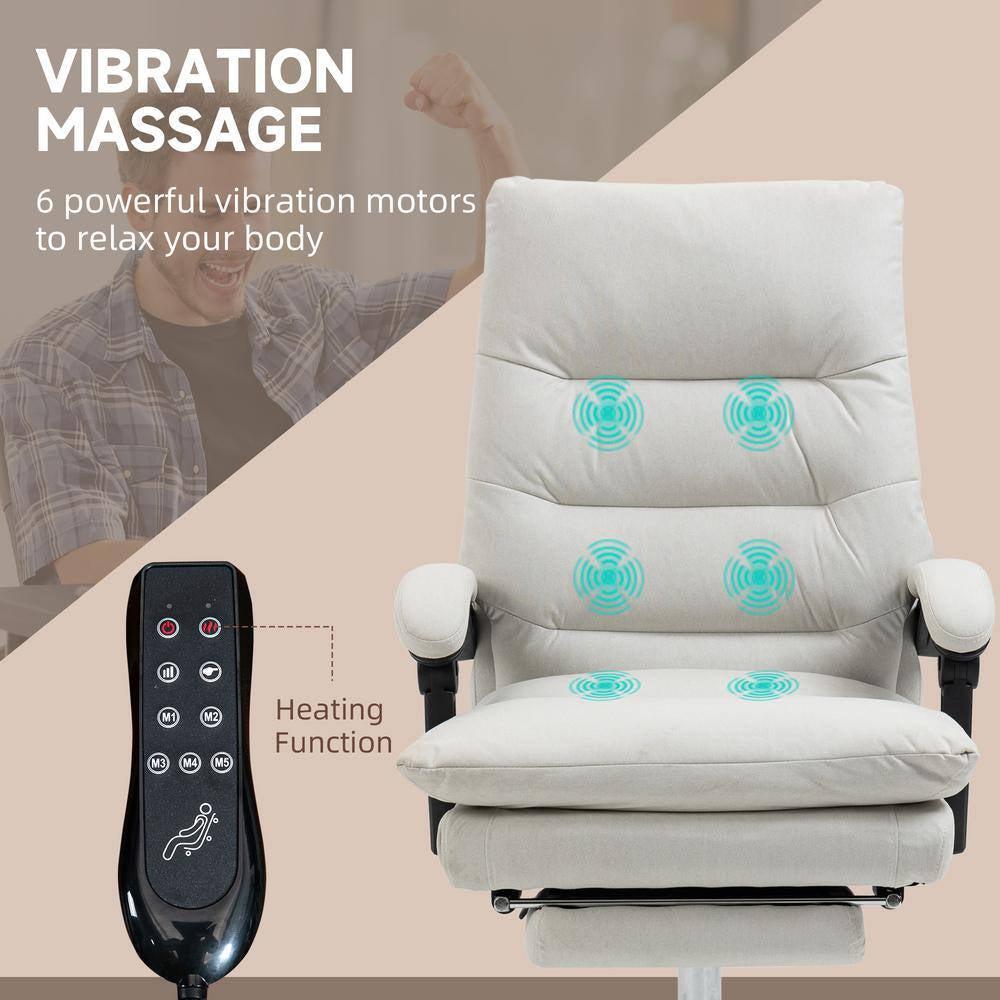Cream White Microfibre Massage Chair - SP!NECK™ 