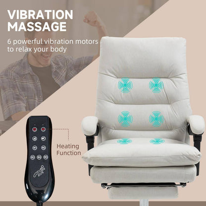 Cream White Microfibre Massage Chair - SP!NECK™ 