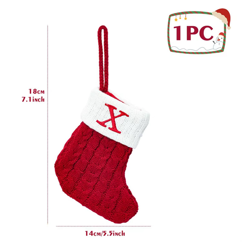 Christmas Alphabet Knitting Sock Christmas Tree Ornament Christmas Decoration for Home 2024 Navidad Noel Xmas New Year 2025 Gift