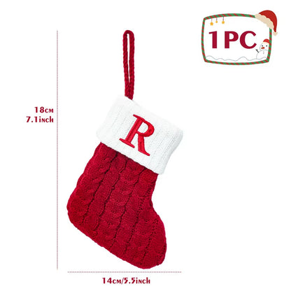 Christmas Alphabet Knitting Sock Christmas Tree Ornament Christmas Decoration for Home 2024 Navidad Noel Xmas New Year 2025 Gift