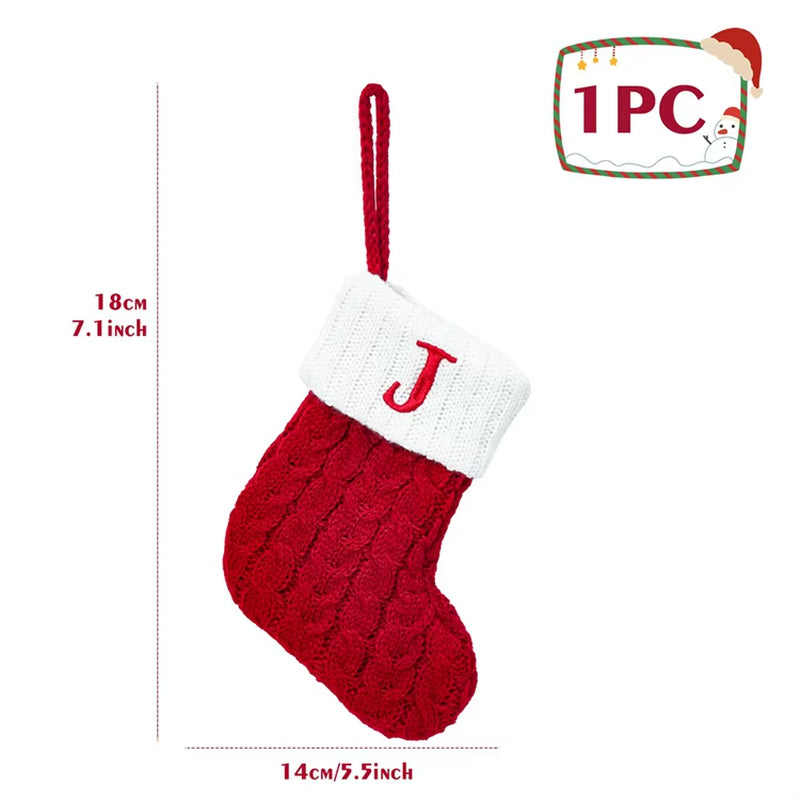 Christmas Alphabet Knitting Sock Christmas Tree Ornament Christmas Decoration for Home 2024 Navidad Noel Xmas New Year 2025 Gift