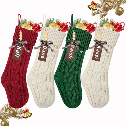 3/4/5/6/8Pcs Christmas Stockings 18In Large Size Cable Knit Stocking Gifts Kids New Year Gift Decor for Family Holiday Party