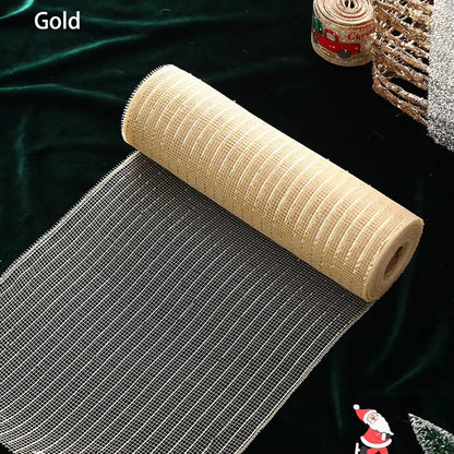 10 Yards Christmas Wreath Mesh Decorative Christmas Mesh Rolls Shiny Multifunctional Holiday Party Decoration Supplies