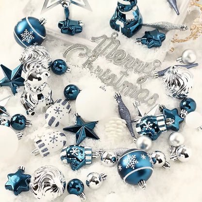 70Ct Christmas Ball Ornaments Set, 68 Pcs Shatterproof Tree Hanging Ornaments&Merry Christmas Sign&Top Tree Toppers, Xmas Decor