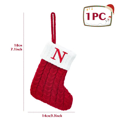 Christmas Alphabet Knitting Sock Christmas Tree Ornament Christmas Decoration for Home 2024 Navidad Noel Xmas New Year 2025 Gift